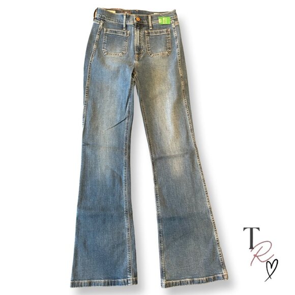 GAP 70s Flare High Rise Jeans Medium Wash Size 27 or US 4 Long TALL - Picture 2 of 14